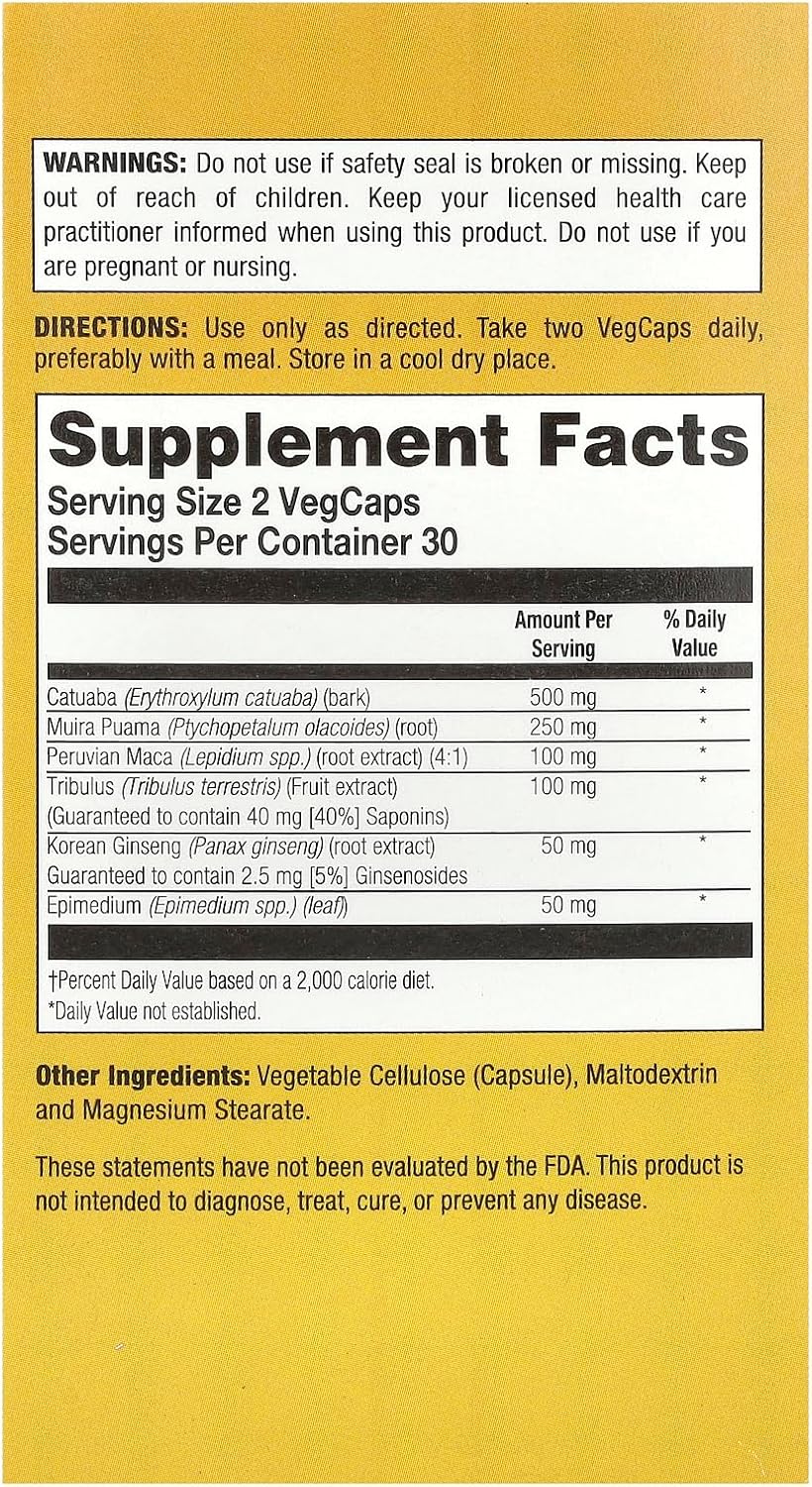 Natural Balance Maximum Potency Catuaba Power Max® 500, 60 VegCaps