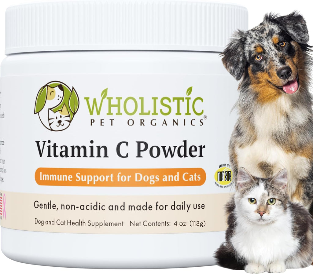 Wholistic Pet Organics Vitamina C en Polvo para Perros y Gatos - Alivio de Alergias y Picazón - Apoyo Inmunológico - 113 g