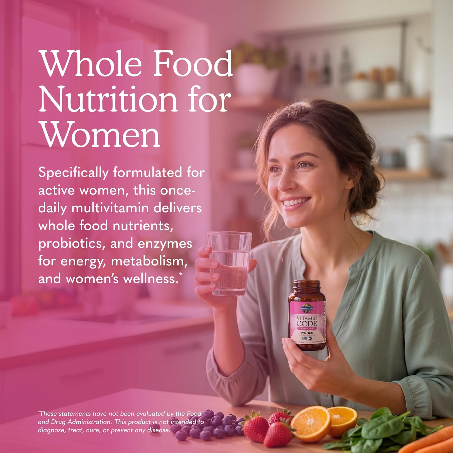 Garden of Life Vitamin Code RAW ONE for Women - Multivitamínico Diario con Probióticos, 75 Cápsulas