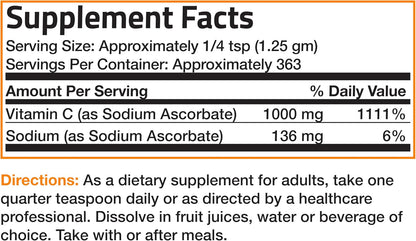 Bronson Vitamina C No Ácida en Polvo - Ascorbato de Sodio, 454g (1 Libra) – Image 7