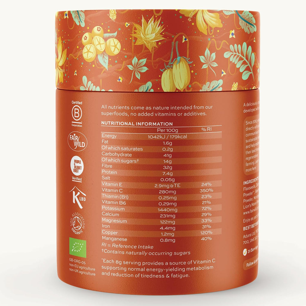 Aduna Organic Energy Superfood Blend - Mezcla de superalimentos orgánicos, 250 g