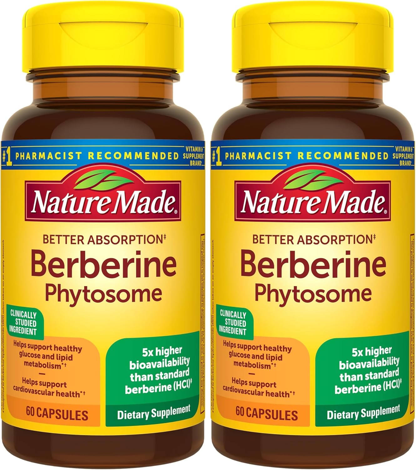 Nature Made Berberina Phytosome Absorción Mejorada, 1100 mg, 60 Cápsulas