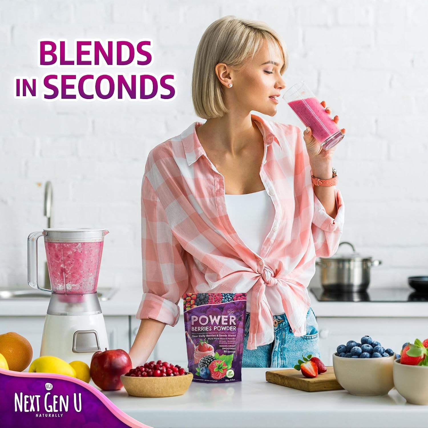 Super Berry Powder - 4 Paquetes de 150g cada uno - Mezcla de Bayas Superfood para Smoothies