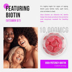 NutraChamps Gominolas de Biotina sin Azúcar 10000mcg - Alta Potencia - Cabello, Piel y Uñas Saludables - Vegano, No-GMO - Sabor Frambuesa