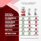 Berberine Supplement 1800mg - Premium Berberine HCl 97% High Purity, Supports Immune System, High Potency Hydrochloride & Extract, Activates AMPK & GLP-1, Non-GMO Vegan, for Men Woman 90 Capsules