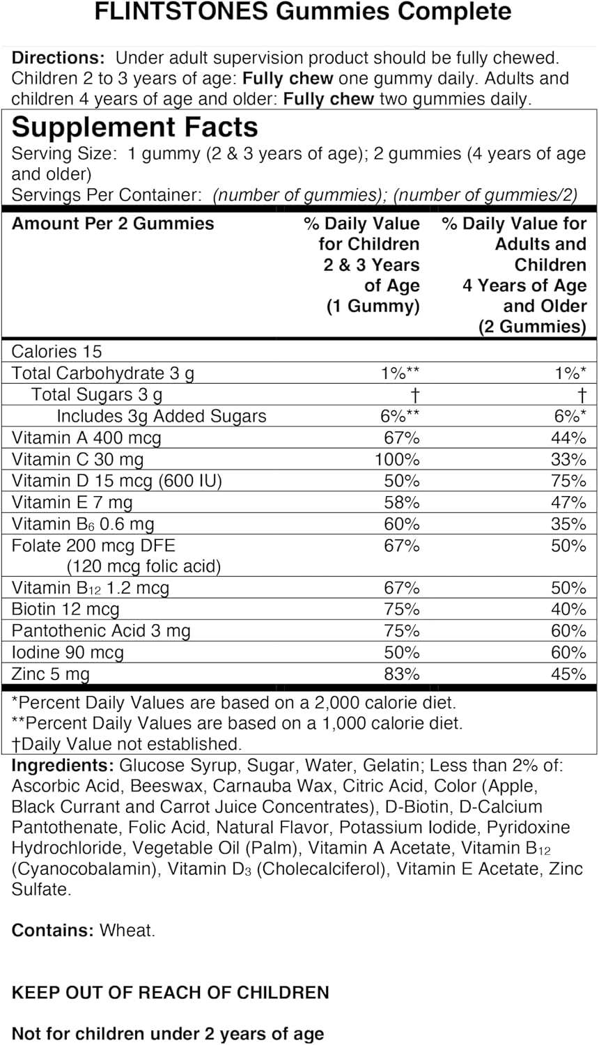 Flintstones Vitaminas Completas Gomitas Multivitamínicas para Niños - 180 Gomitas