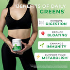 One Sol Greens, Super Greens en Polvo para Reducir la Hinchazón y Mejorar la Salud Digestiva, Mezcla de Superalimentos para Batidos, Prebiótico y Probiótico con Enzimas Digestivas, Vegano y Sin Soja