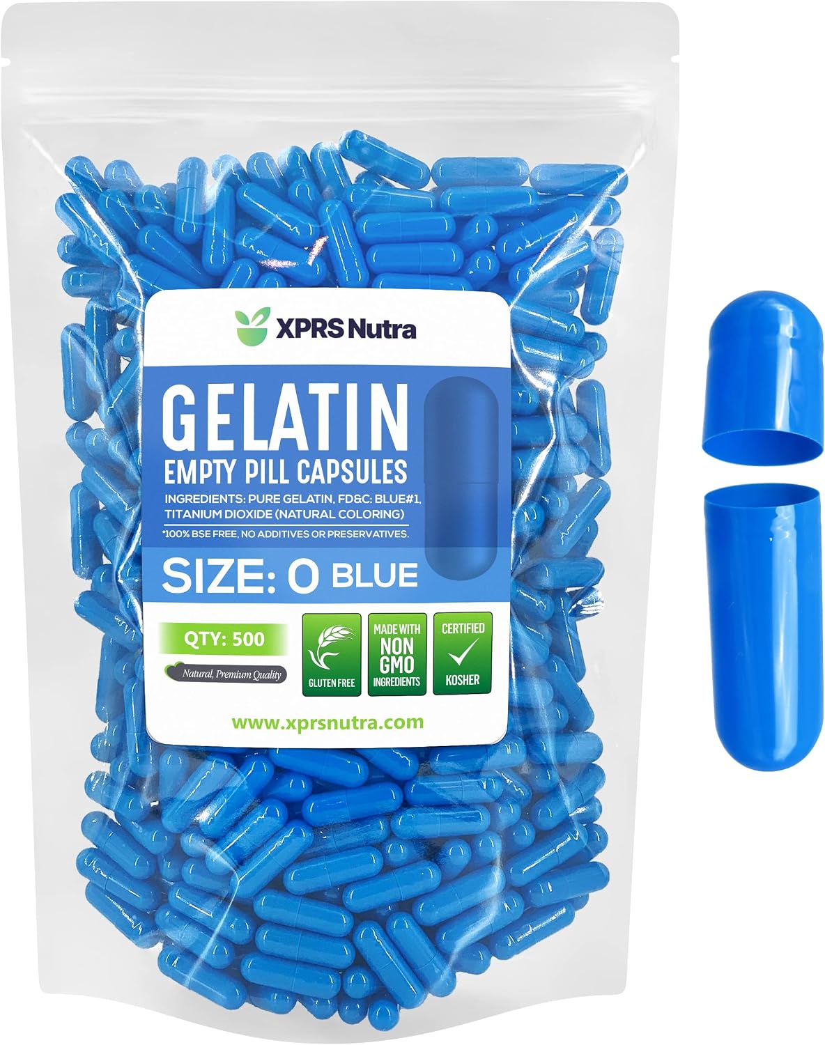 XPRS Nutra Cápsulas Vacías Tamaño 0 - 5000 Unidades - Cápsulas de Gelatina Bovinas para Rellenar Suplementos (Rojo/Blanco)