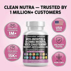 Clean Nutraceuticals Myo-Inositol y D-Chiro Inositol 2050mg - Suplemento de Fertilidad 40:1 - Vitaminas Prenatales con Ashwagandha, Maca, Vitex, Hierro, DHA, Ácido Fólico, DIM, Zinc