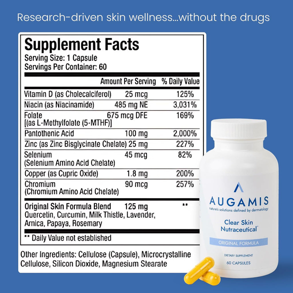 Augamis Tratamiento Hormonal para el Acné Femenino – Suplemento Libre de DIM para Piel Clara, Rostro y Cuerpo – 60 Cápsulas, 485 mg
