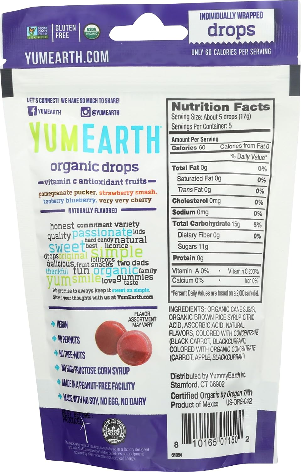 Yummy Earth Vitamin C Orgánica Antioxifruits - Gotas, 3.3 oz