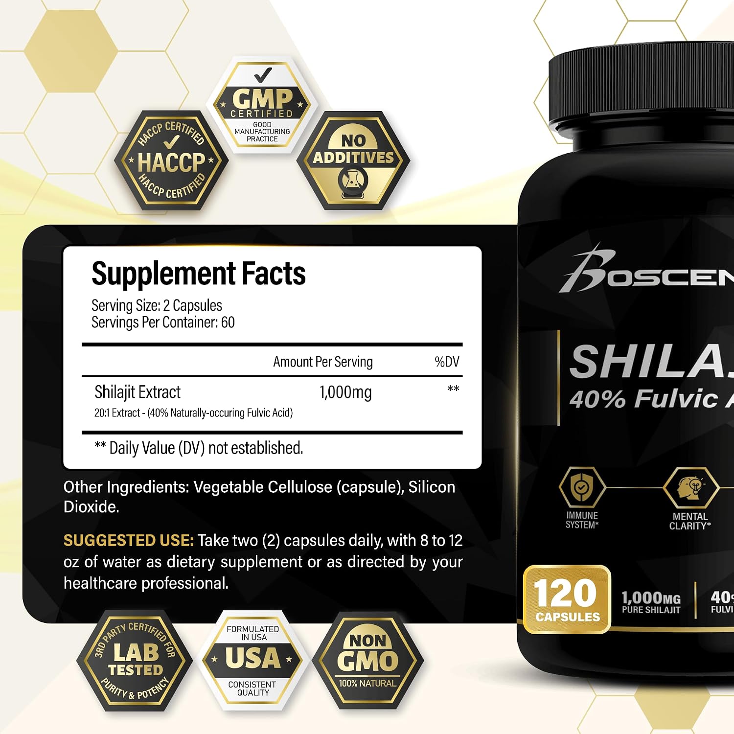 Cápsulas de Shilajit 20,000 mg – Shilajit Puro del Himalaya para Hombres y Mujeres – 120 Cápsulas Veganas