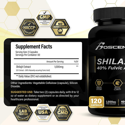 Cápsulas de Shilajit 20,000 mg – Shilajit Puro del Himalaya para Hombres y Mujeres – 120 Cápsulas Veganas – Image 1