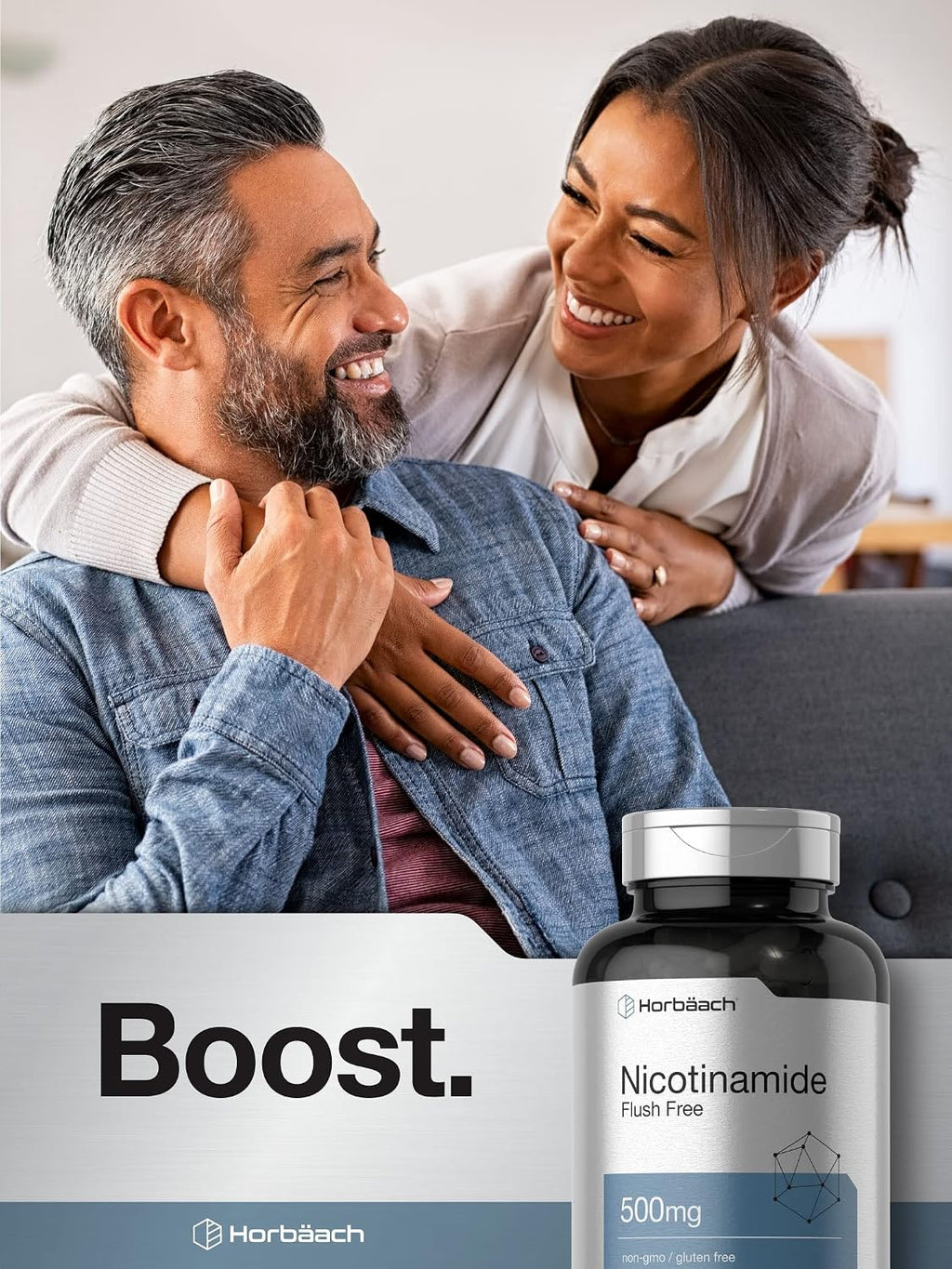 Horbäach Nicotinamida 500mg | 180 Cápsulas | Suplemento Sin Enrojecimiento | No-GMO y Sin Gluten