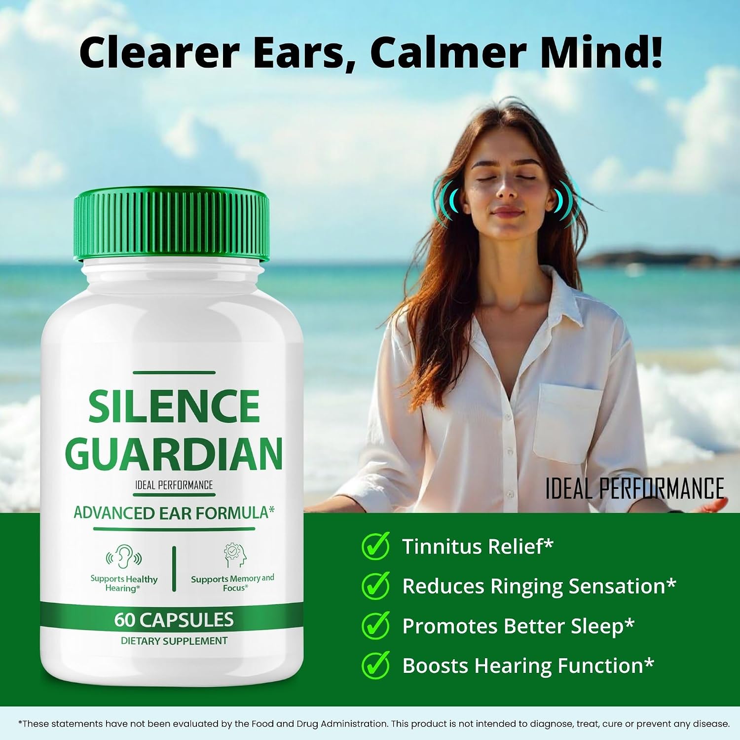 Silence Guardian Cápsulas para el Tinnitus – Apoyo Auditivo (2 Paquetes)