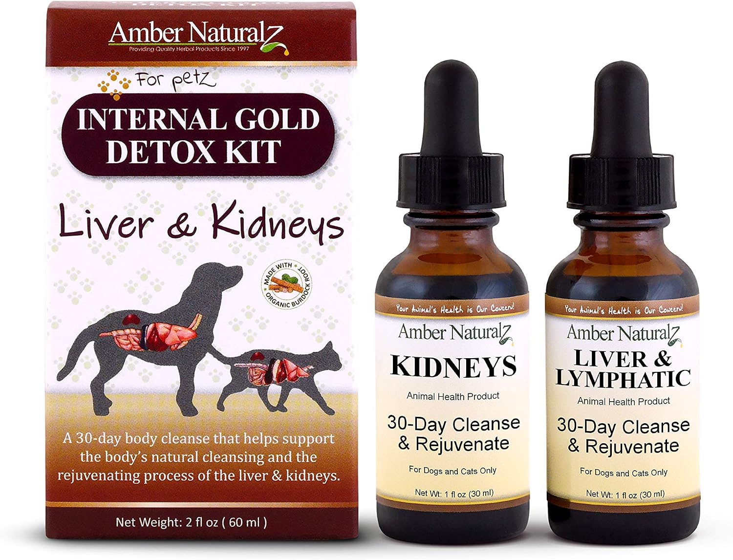 Amber Naturalz Kit de Detox Interno Gold para Mascotas