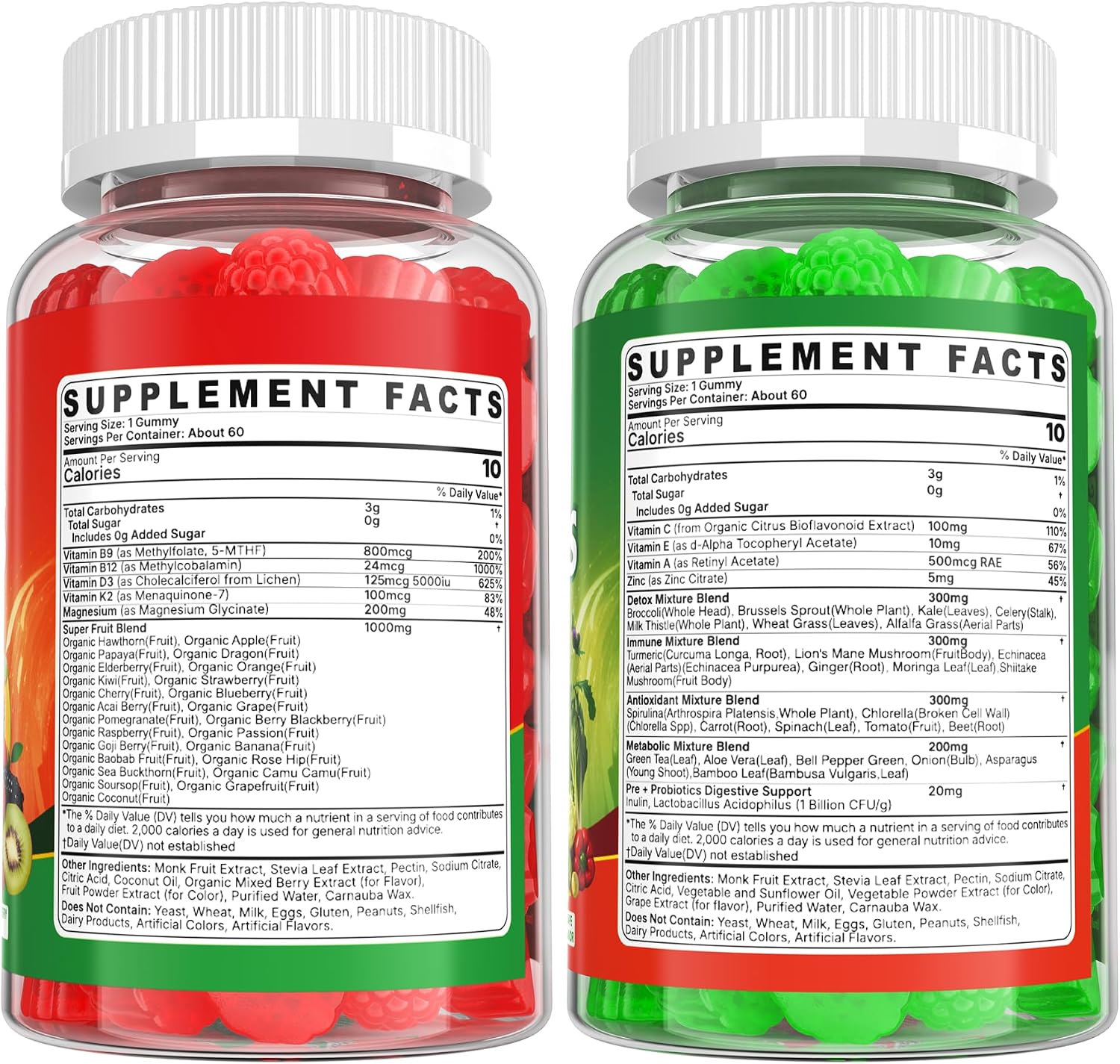 Super Greens Gummies - Complemento Diario de Superalimentos Verdes con Espirulina, Chlorella, Probióticos y Vitaminas, 120 Gominolas
