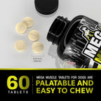 Mega Muscle para Perros - Comprimibles Multivitamínicos con Alto Contenido de Proteínas - Sabor a Pollo, 60 unidades