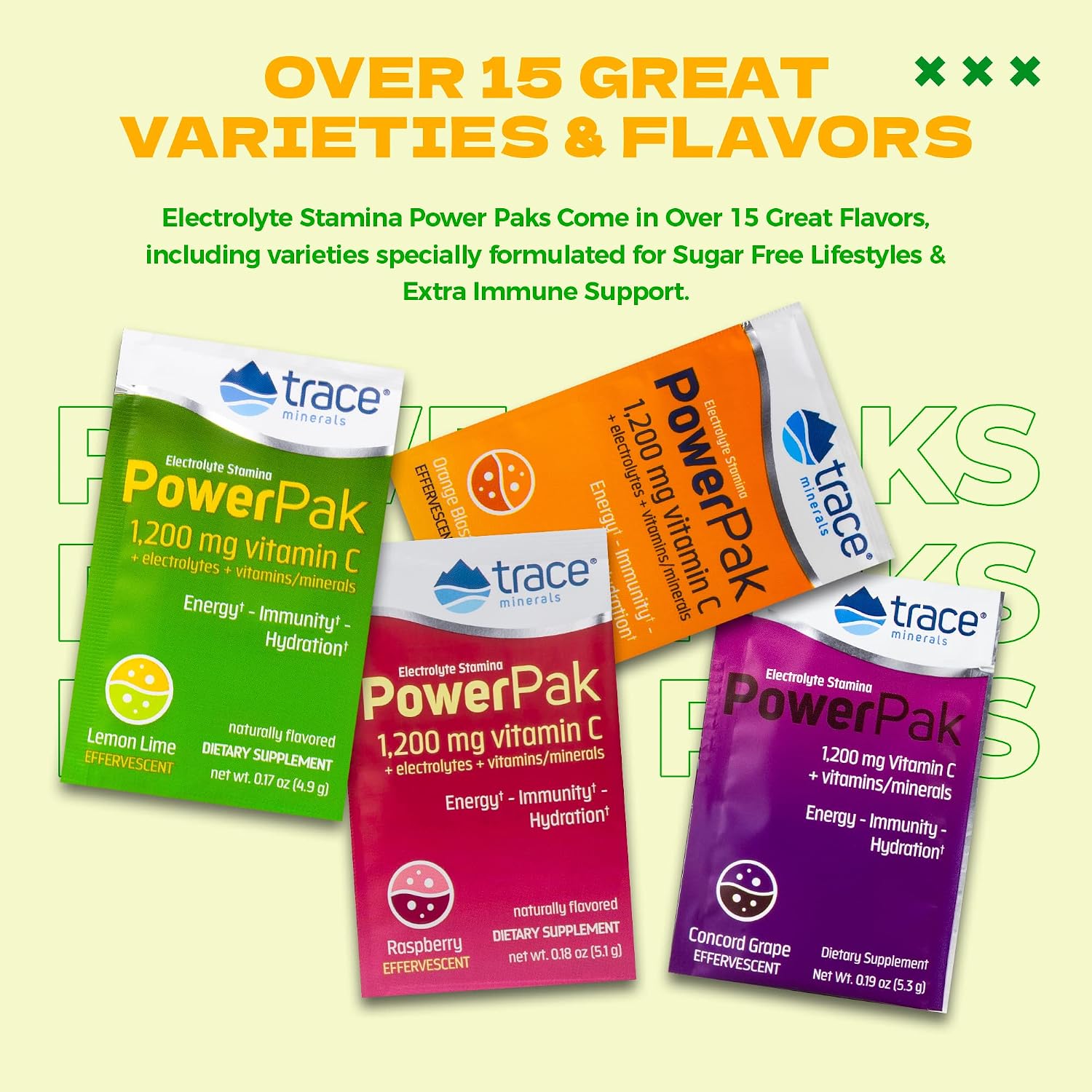 Power Pak Electrolyte Powder - 60 Sobres - Sabor Lima Limón - 1200 mg Vitamina C con Zinc y Magnesio