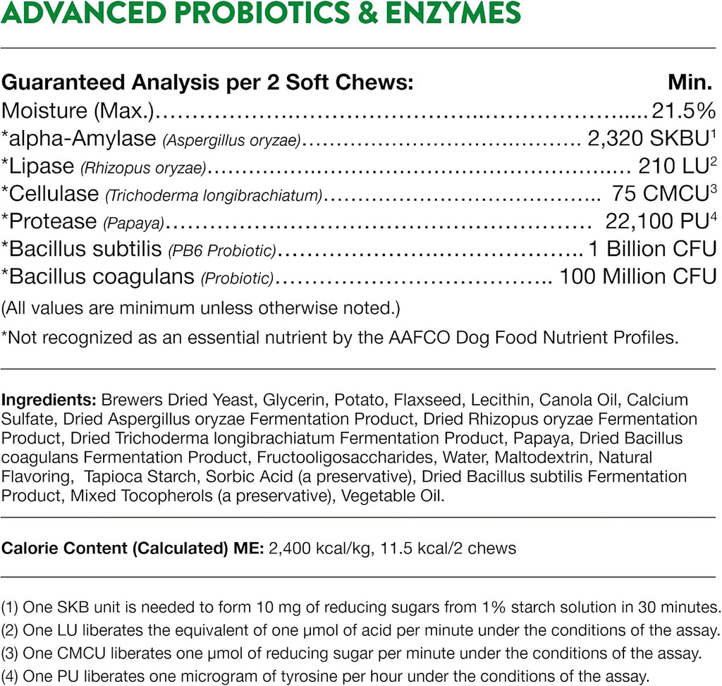 NaturVet Probióticos y Enzimas Avanzados PB6 - Masticables Blandos para Perros - Sabor Bacon Ahumado - 70 Unidades