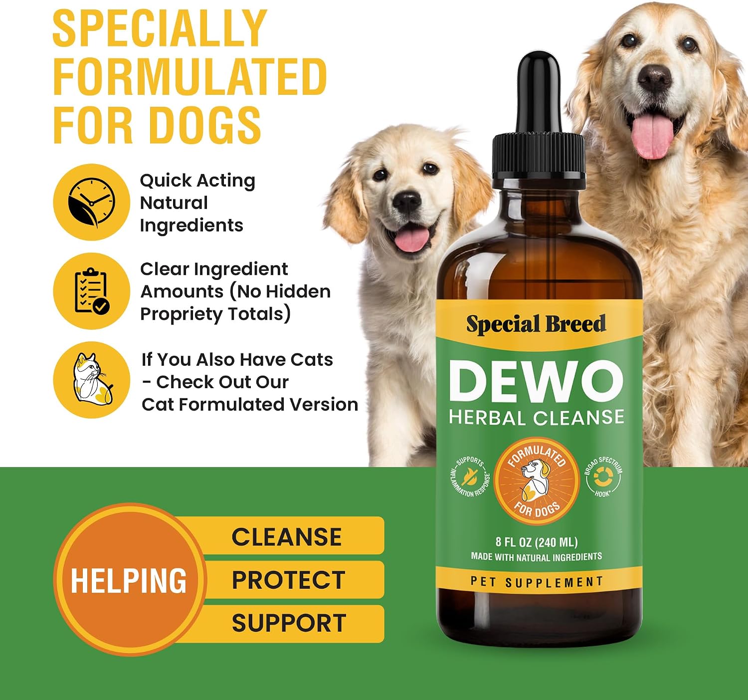 Special Breed Defensa Intestinal Natural para Perros - Suplemento Herbal con Artemisa, Nogal Negro y Probióticos - 236 ml