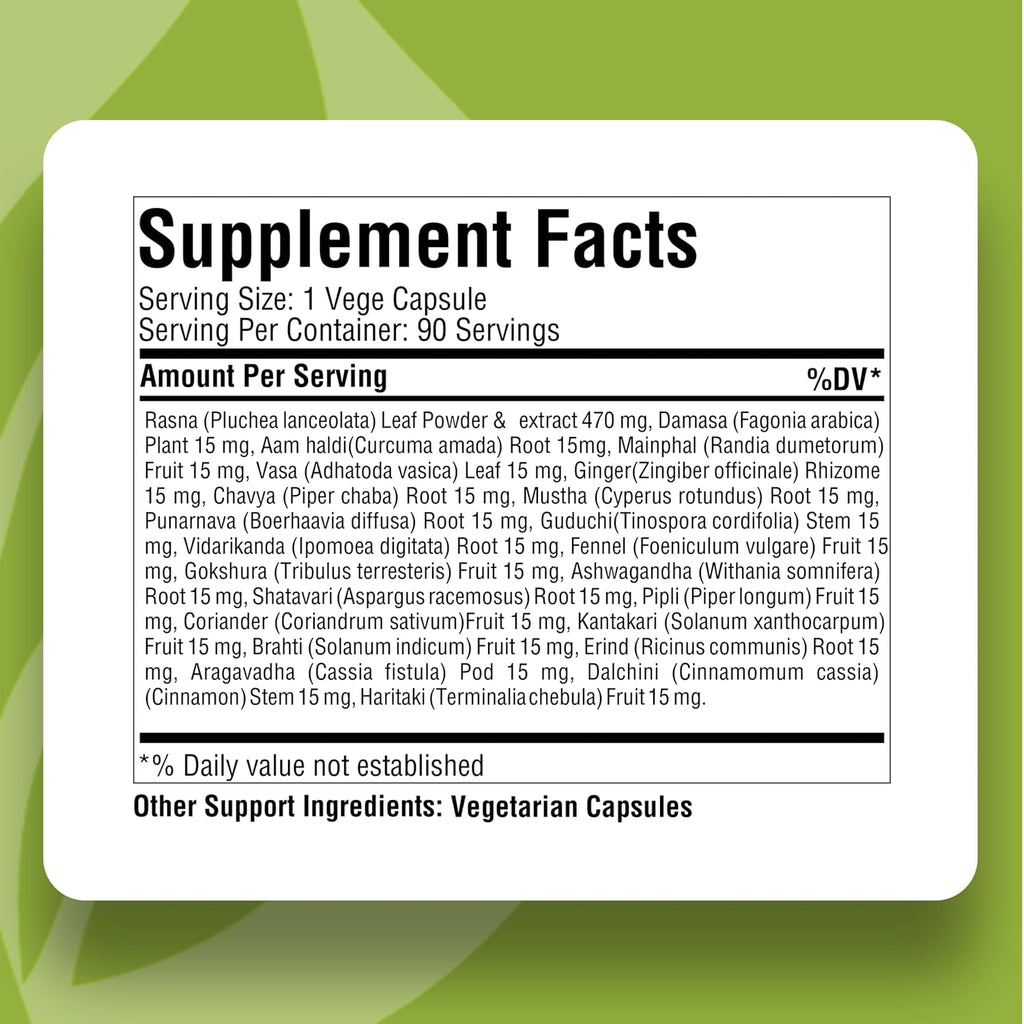 Herbsforever Maha Rasnadi Kwath - Suplemento Ayurvédico 90 Cápsulas Vegetales (800 mg) para Articulaciones y Movilidad