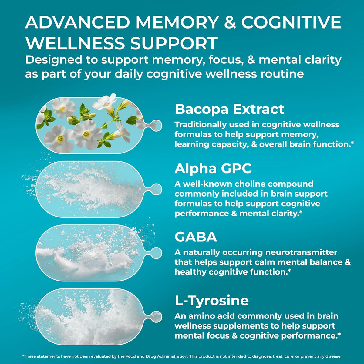 PUREHEALTH RESEARCH Ageless Brain - Suplemento para la Memoria y el Enfoque - 180 Cápsulas – Image 4