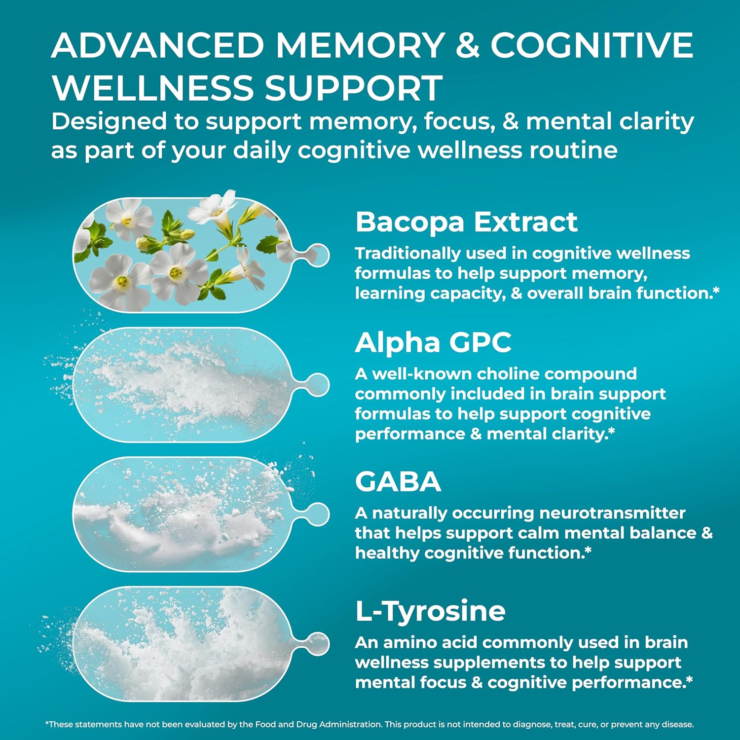 PUREHEALTH RESEARCH Ageless Brain - Suplemento para la Memoria y el Enfoque - 180 Cápsulas