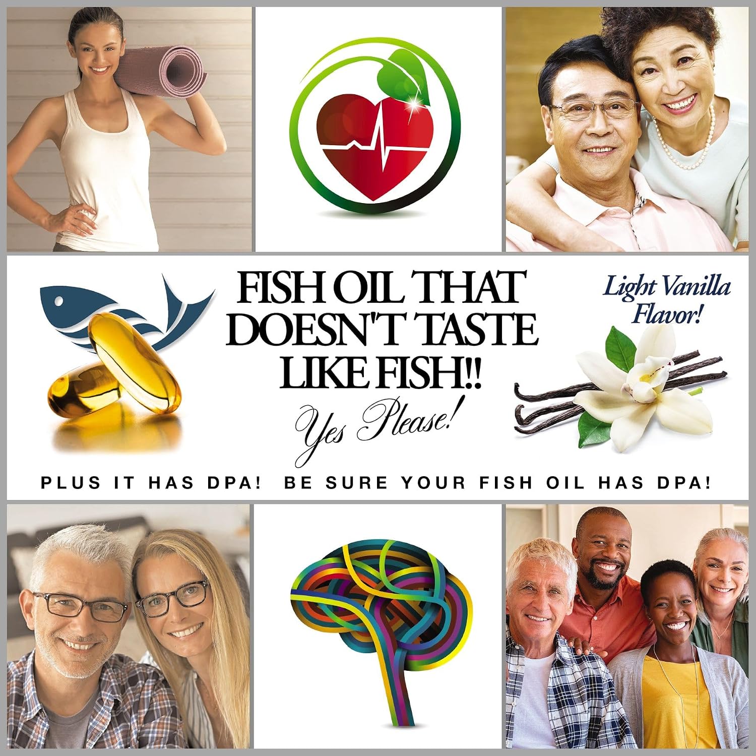 Triple Strength Fish Oil - Aceite de Pescado Omega 3 con DPA, EPA y DHA - 2900 mg - 90 Cápsulas Blandas - Sabor Vainilla