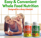 Country Farms Suplemento de Frutas y Verduras, 180 Cápsulas de Fruta y 180 de Verdura, Superalimentos Verdes y Rojos, Antioxidantes, 60 Dosis