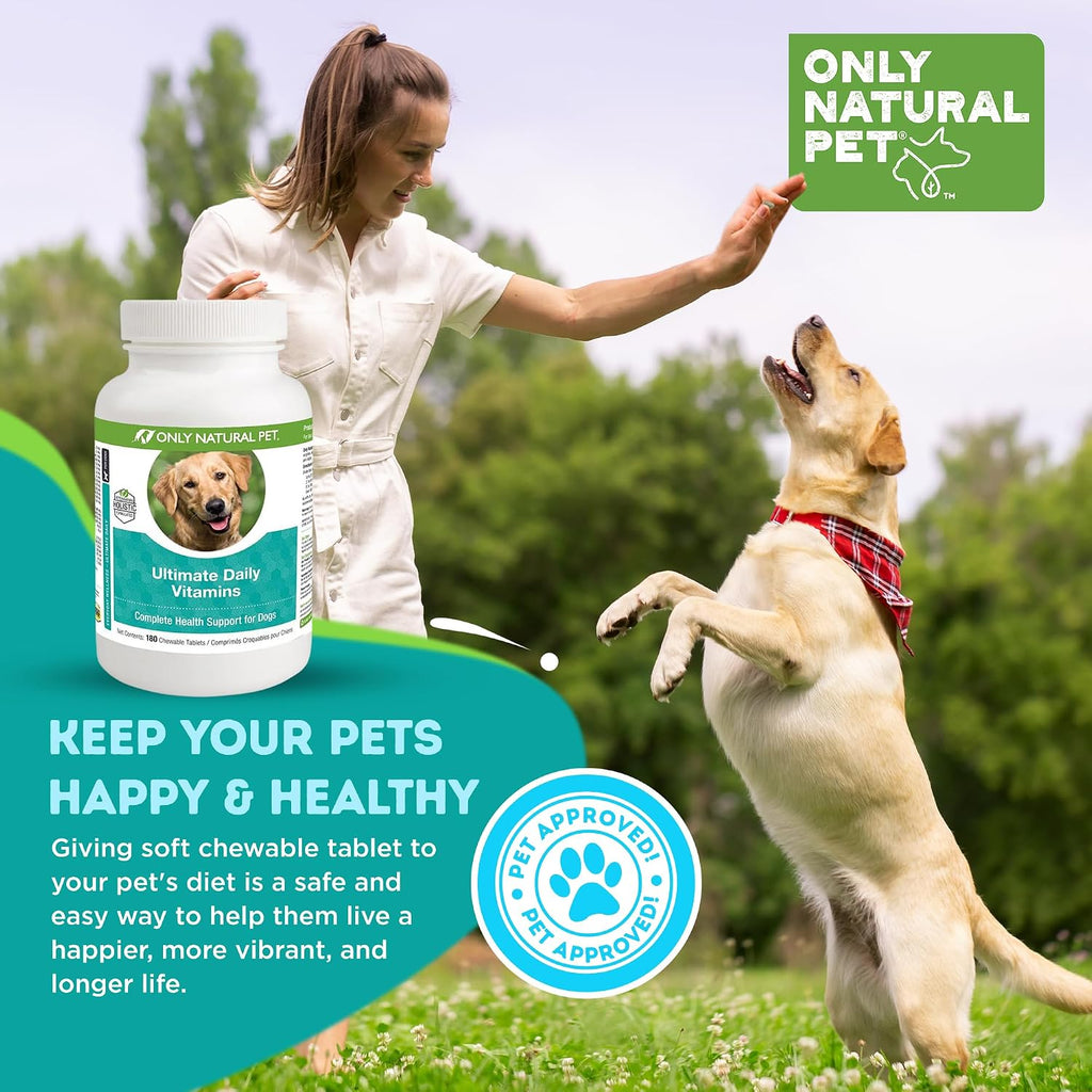 Only Natural Pet Ultimate Daily Vitamins - Complete Multivitamin for Dogs - 180 Chewable Tablets