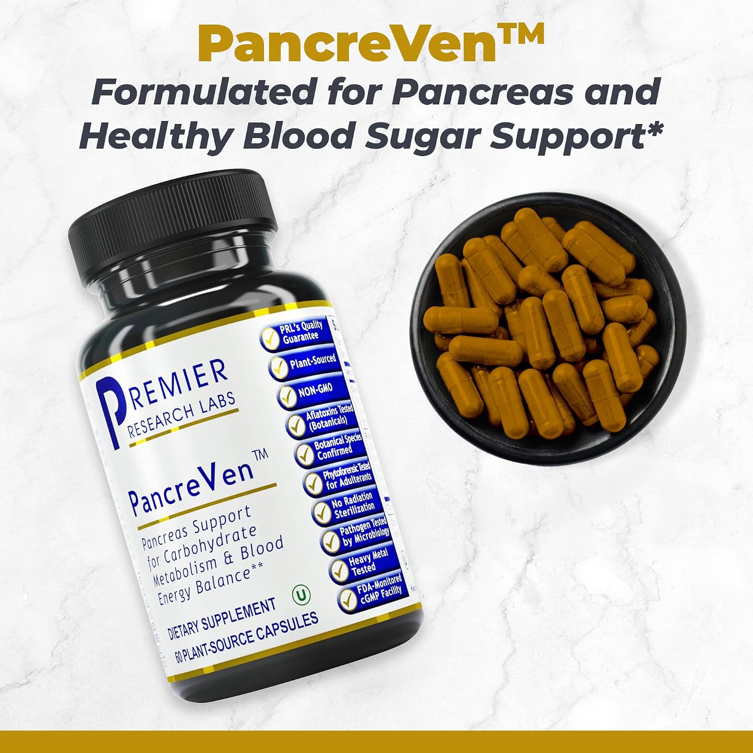 Premier Research Labs PancreVen – Apoyo Pancreático con Canela Orgánica de Ceilán y Tuna – 120 Cápsulas Vegetales
