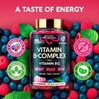 NUTRAHARMONY Complejo B Gominolas - Vitaminas B1-B12, C y Colina - 60 Gominolas Veganas Sabor Berry