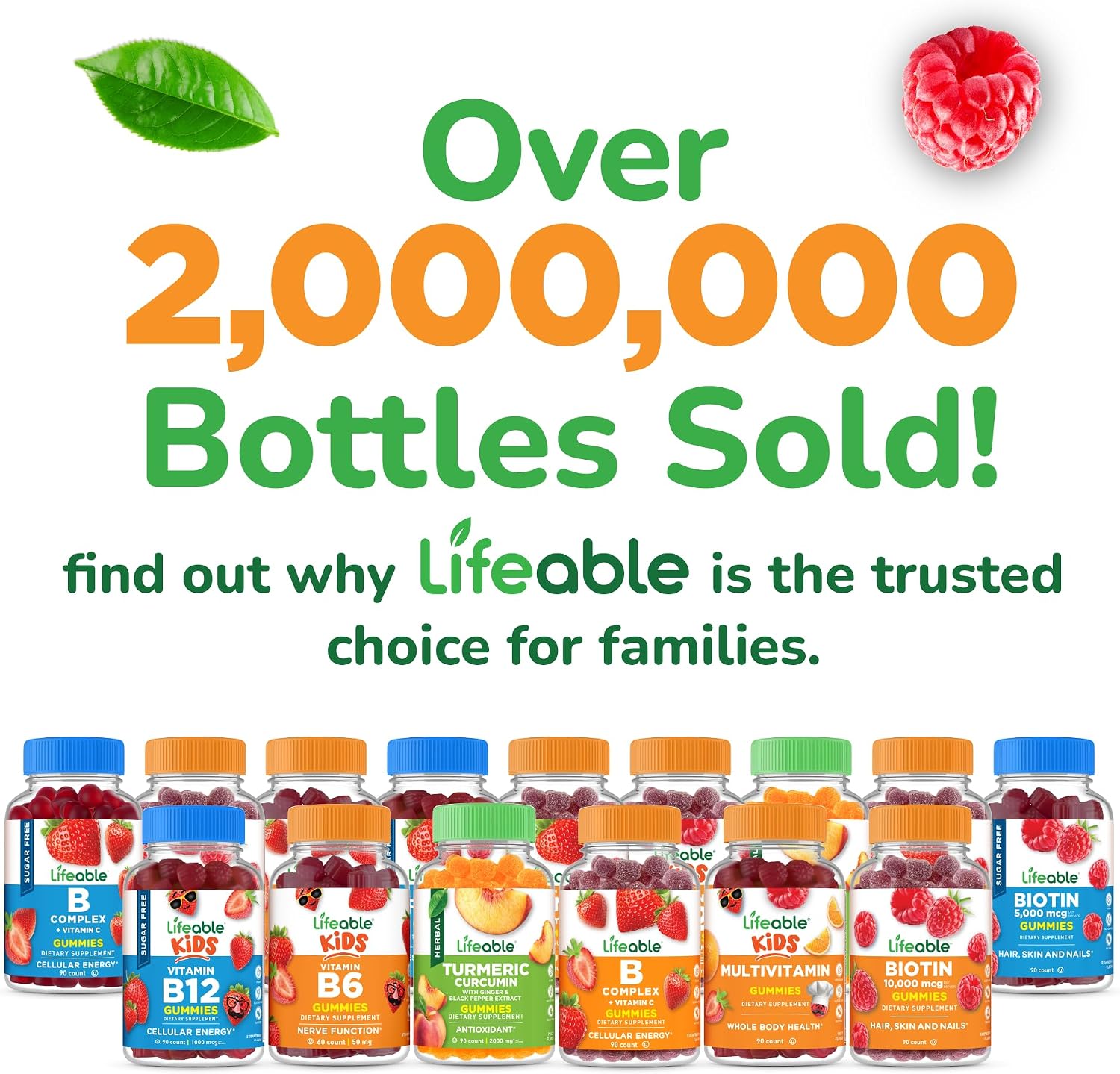 Lifeable Vitamina C para Niños Sin Azúcar – 250 mg – Gominolas Sabor Naranja – 90 Unidades