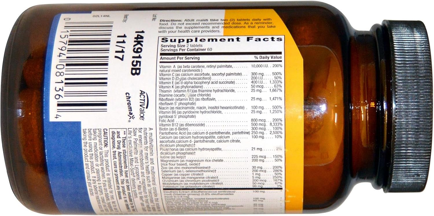 Country Life Vitamins Max For Men, 120 comprimidos