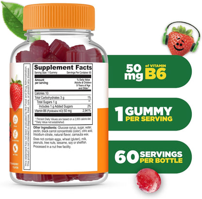 Lifeable Gomitas de Vitamina B6 para Niños - – Contribuye al funcionamiento normal del sistema nervioso. – Image 2