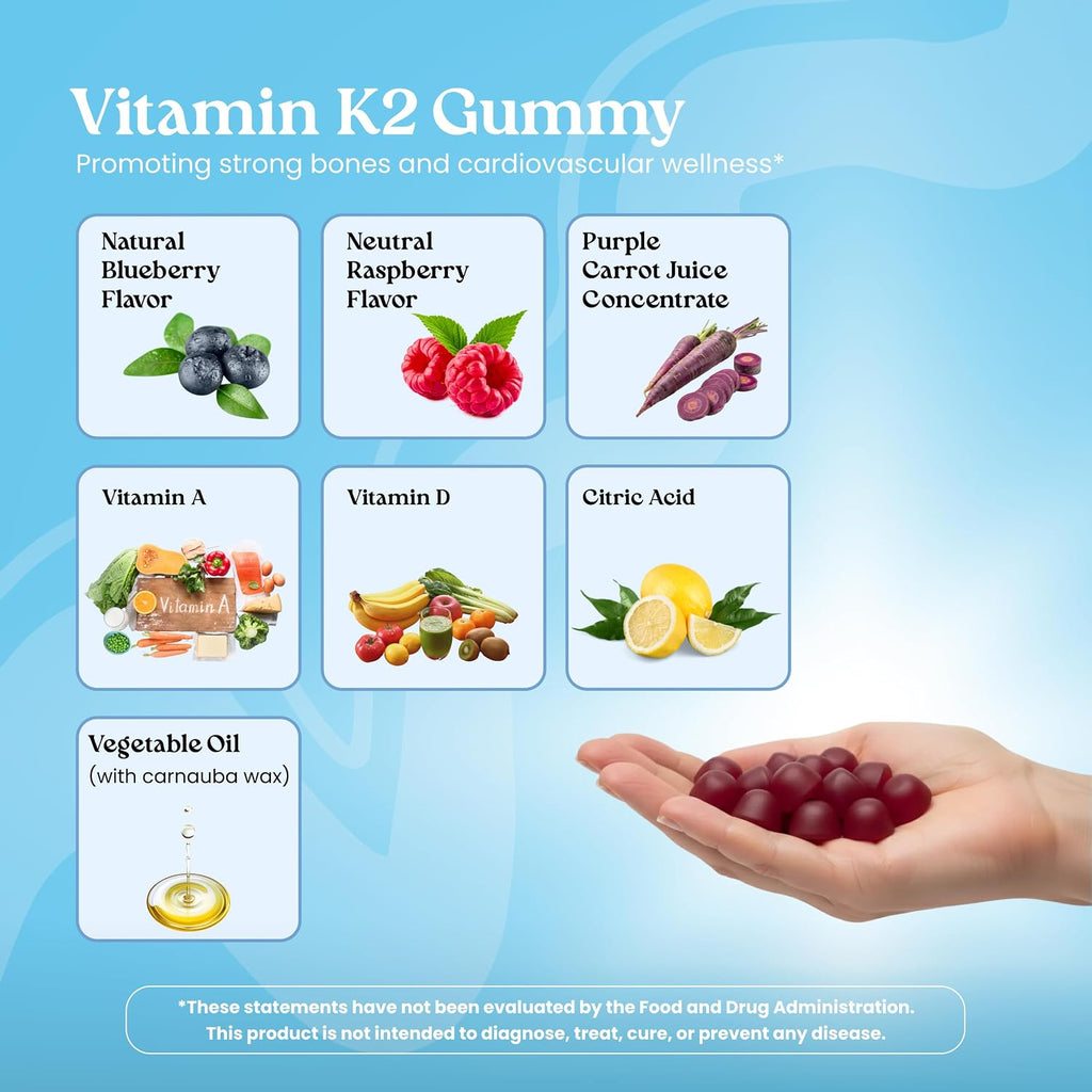 VITA Globe Vitamina K2 Gominolas – 60 unidades, vegano, no transgénico, para huesos y corazón