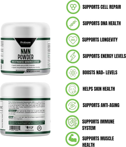 Probase Nutrition Longevity Pure NMN Powder 40 Gramos - Polvo de Nicotinamida Mononucleótido