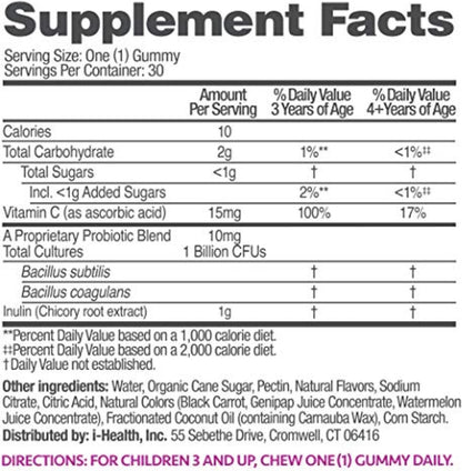 up4 Kids Probiotic Gummies - Gomitas probióticas para niños con prebióticos y vitamina C, sin gelatina, sin gluten, vegano, – Image 4