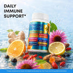 12 en 1 Immune Support Supplement - Immune Defense Vitamins w/Elderberry, Vitamin D3, C, Zinc, Echinacea, Ginger - Natural Immunity System Booster - Immune & Muscle Health 120 Caps