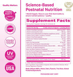 Pink Stork Total Postnatal - Vitaminas posnatales con DHA de algas, folato metilado y hierro - 60 cápsulas