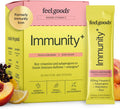 Feel Goods Immunity+ - Mezcla de apoyo inmunológico con vitamina C, hierbas orgánicas y adaptógenos - 15 sobres sabor Limonada de Melocotón