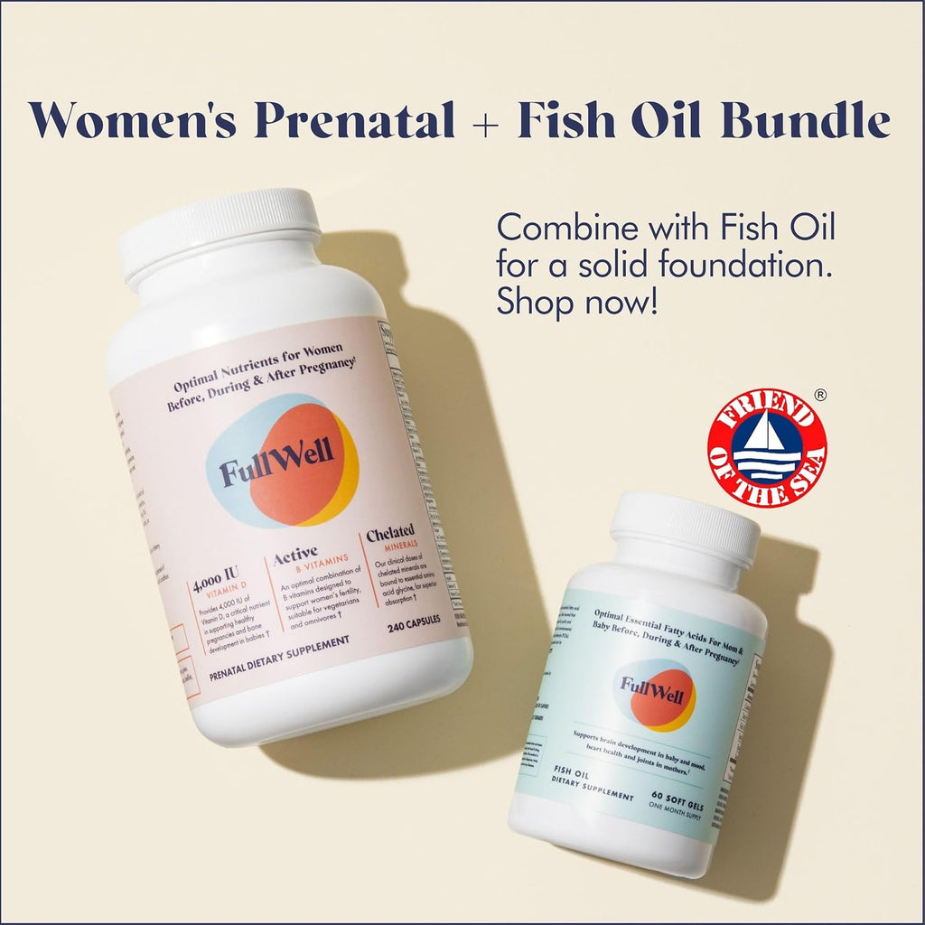 FullWell Women's Prenatal Multivitamin, 240 Cápsulas (60 Dosis, 2 Envases)