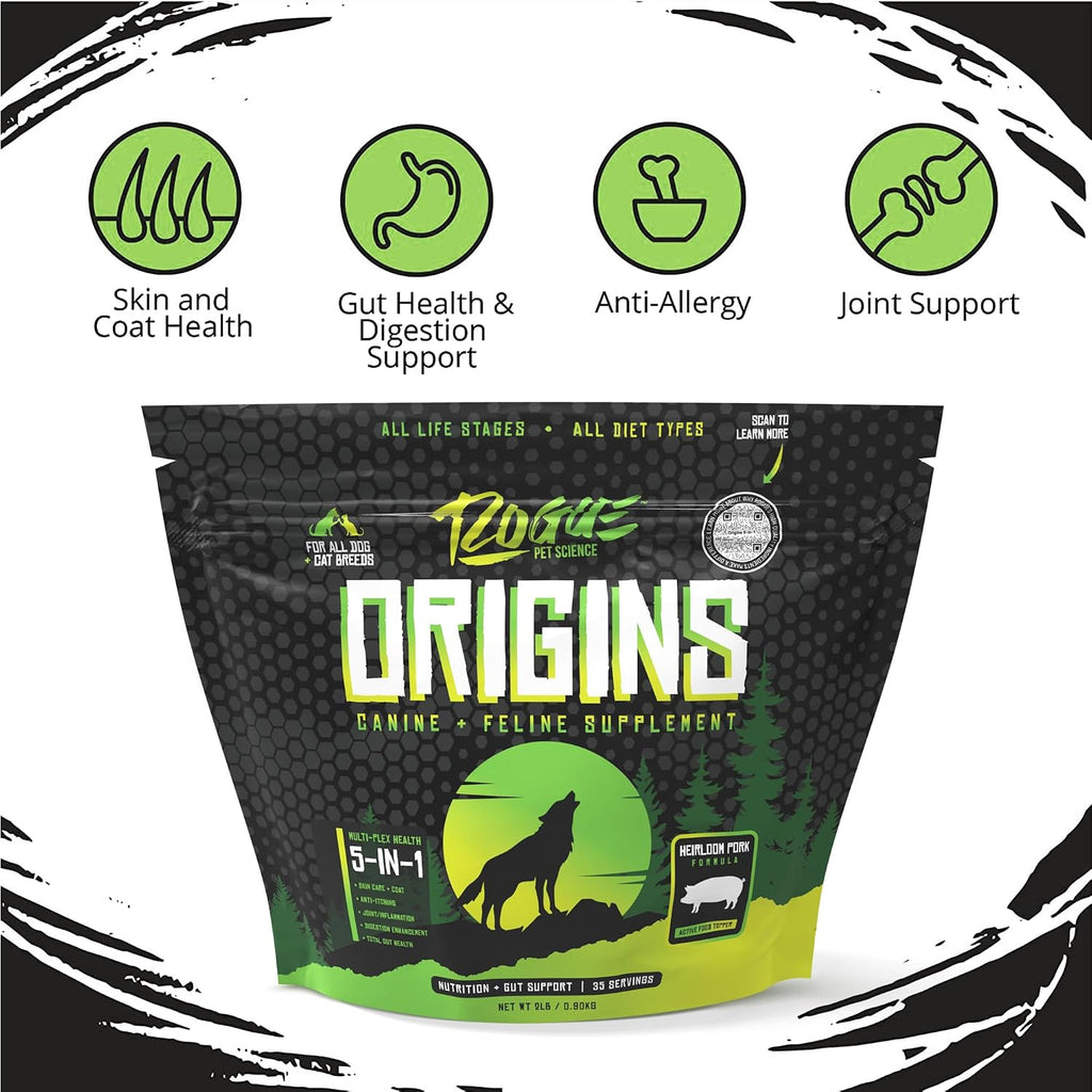 Orígenes 5-en-1 Complemento para Perros - Topper en Polvo con Proteína de Cerdo Heirloom Natural - 907 g