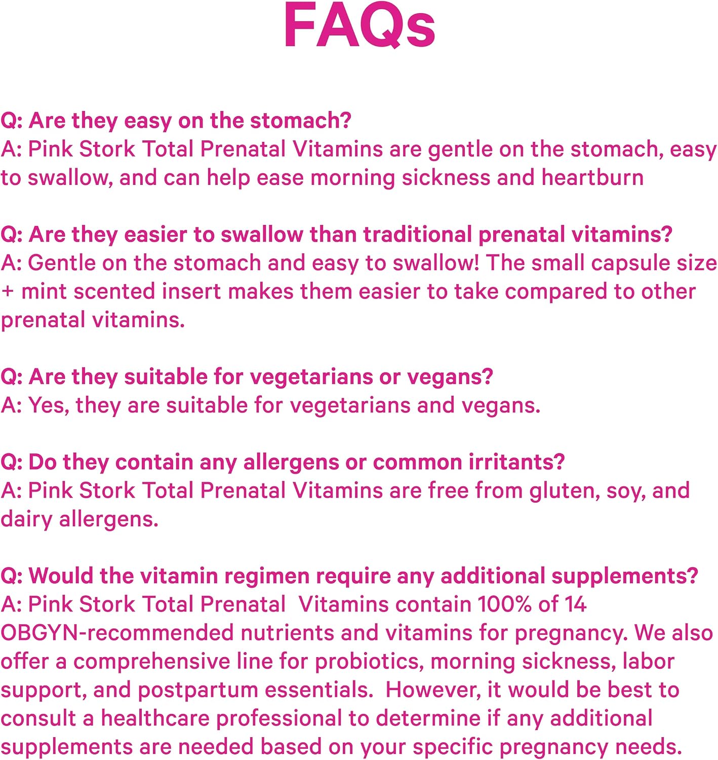 Pink Stork Total Prenatal Vitaminas con DHA - 60 Cápsulas (Menta)