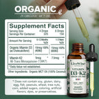 Live Wise Naturals Gotas Orgánicas de Vitamina D3 y K2 para Bebés (MK-7) - 225 Servicios