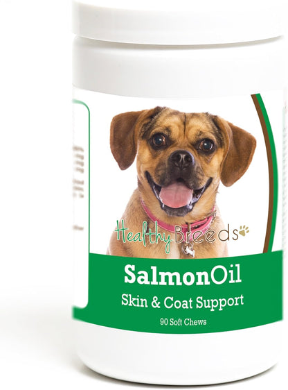 Healthy Breeds Puggle Salmon Oil Soft Chews – Piel y pelaje: Los omega-3, en particular el EPA y DHA, contribuyen – Image 1
