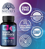 Brain Memory Supplement Pills - 3X Strength Nootropics for Concentration, Clarity & Focus Support - Brain Health Cognitive Vitamins with Bacopa, Phosphatidylserine & DMAE, Brain Booster - 60 Capsules