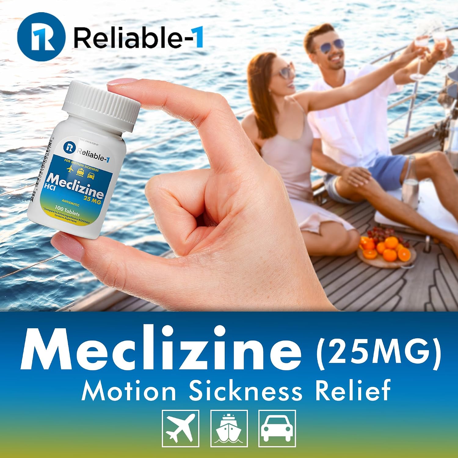 Reliable-1 Laboratories Meclizina HCL 25 mg, 100 Tabletas Masticables