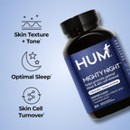 HUM Mighty Night - Suplemento Nocturno para el Sueño y el Cuidado de la Piel, 60 Cápsulas Veganas